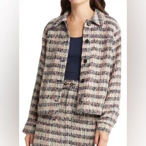 Scotch & Soda Pink, Black & Cream Tweed Boxy Button Jacket